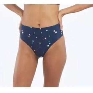 NWT Summersalt The High‎ Cut High Waisted Bikini Bottoms Navy Stars Size 2